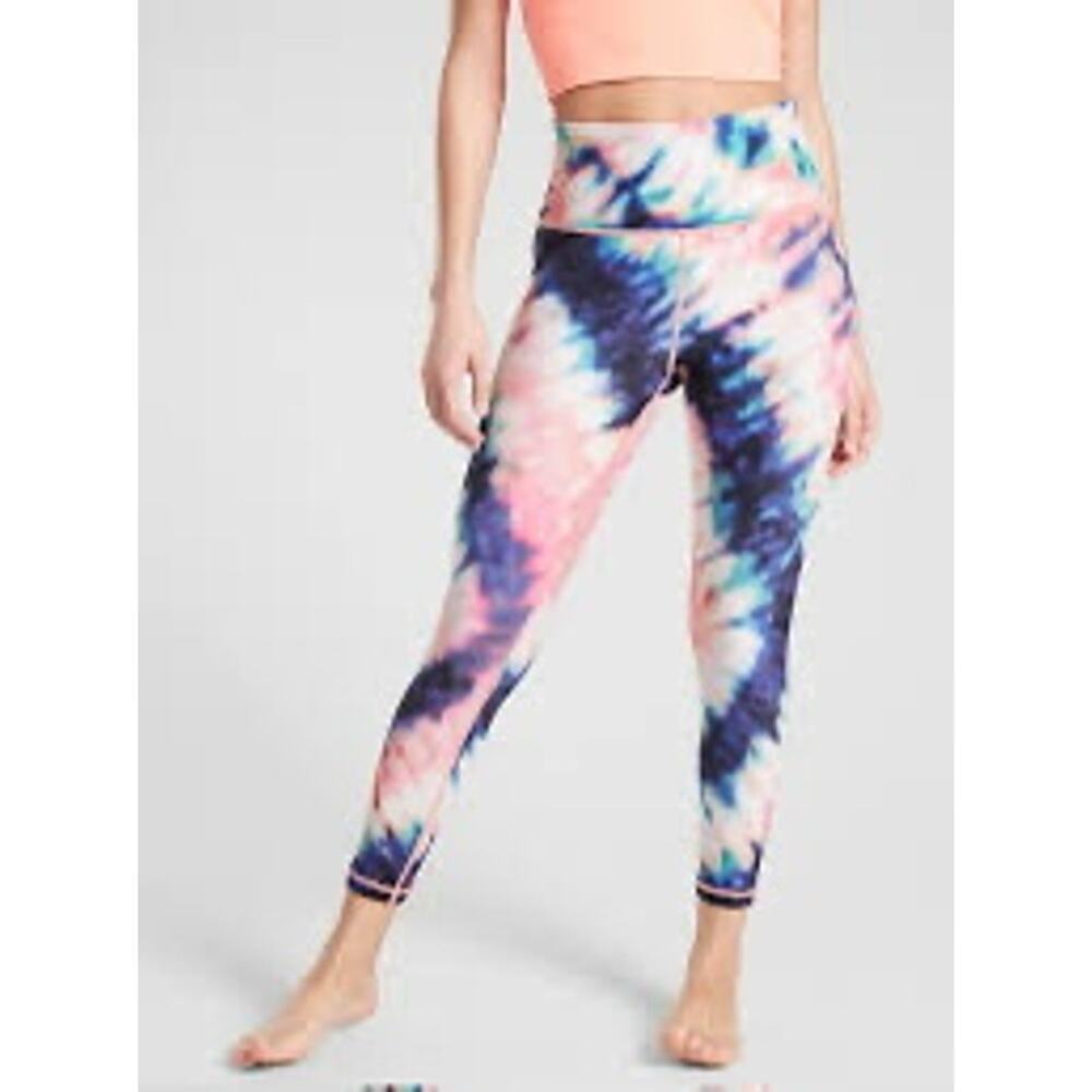 Athleta Elation Tie Dye 7/8 Tight Size M/P Coral Pink Yoga *EUC